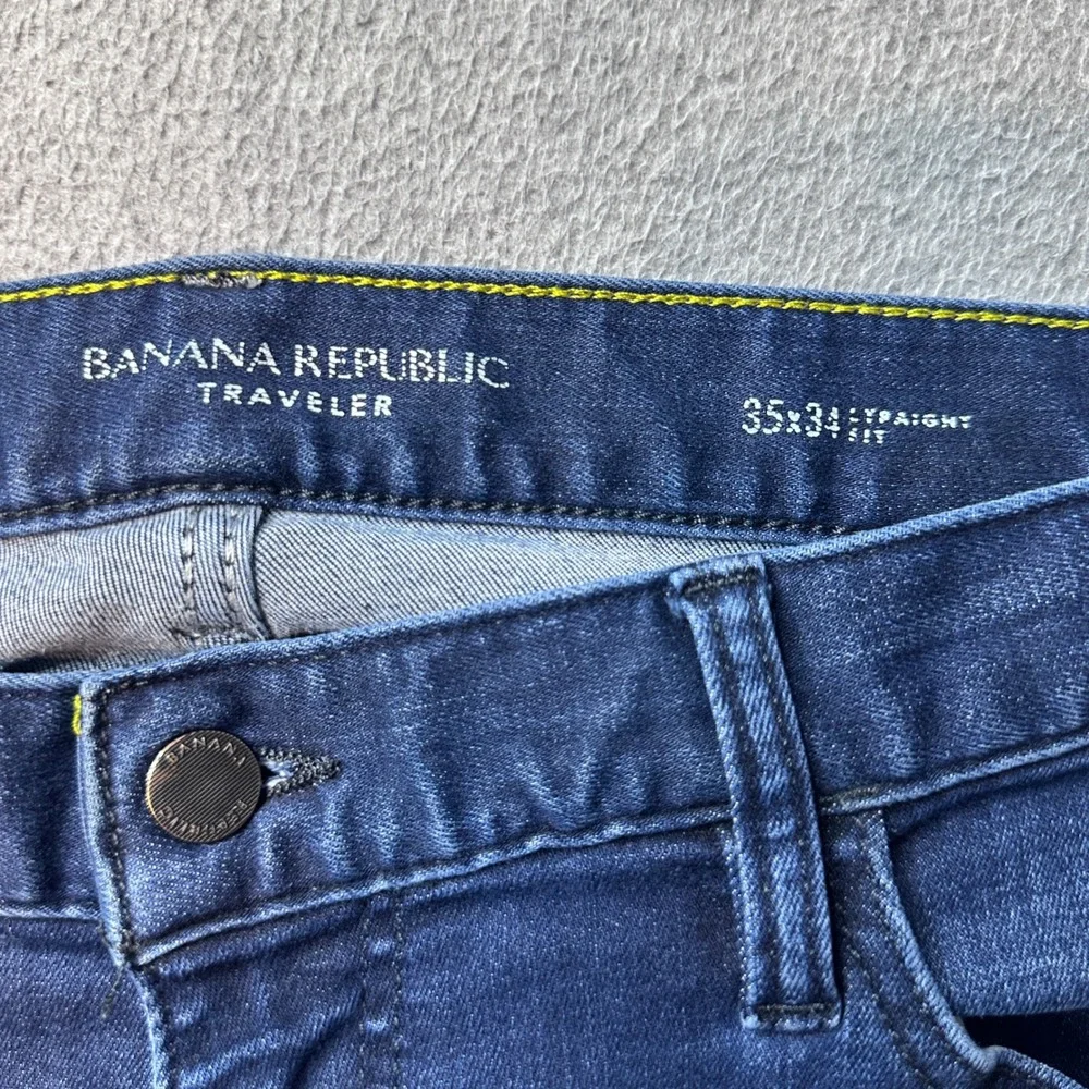 Banana Republic Jeans Mens 35x34 (35x31) Traveler Straight Fit Dark Blue Wash